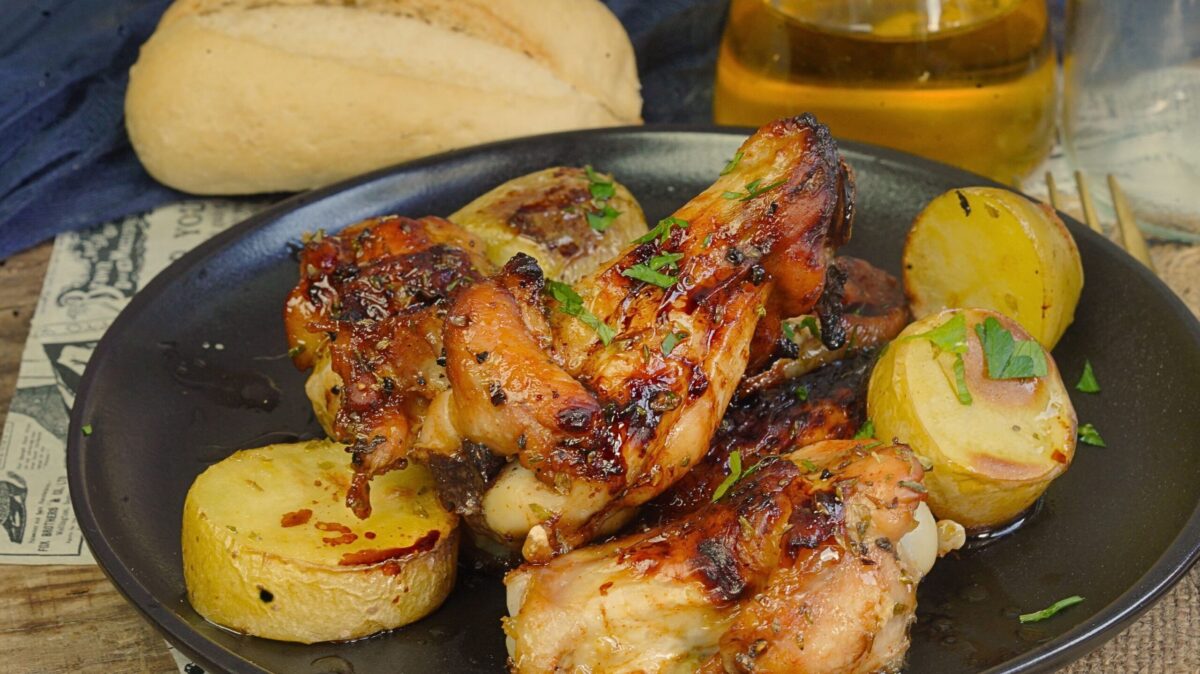 Alitas de pollo a la naranja y marinadas con soja