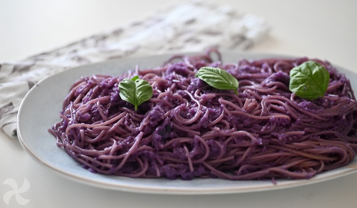 Espaguetis con lombarda