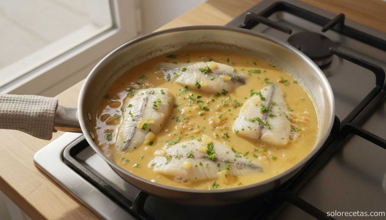 Merluza a la cerveza: receta con salsa cremosa en 30 minutos 14 Lomos de merluza cocinados en salsa cremosa de cerveza en la sartén