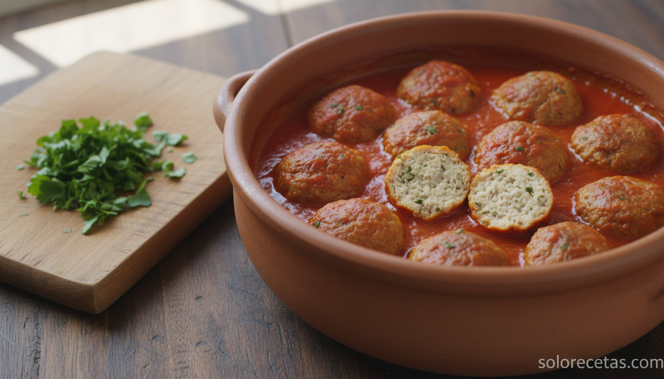 Albóndigas de pollo en salsa de tomate casera para niños
