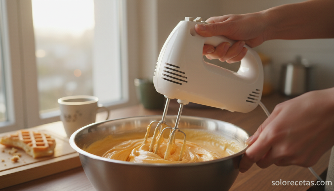 Batiendo el helado de naranja a mitad de congelación