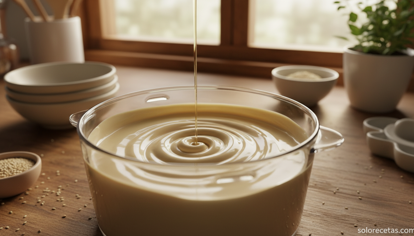 Tahini casero: cómo hacer la auténtica salsa árabe de sésamo 2 Tahini casero triturado en robot de cocina con hilo de aceite