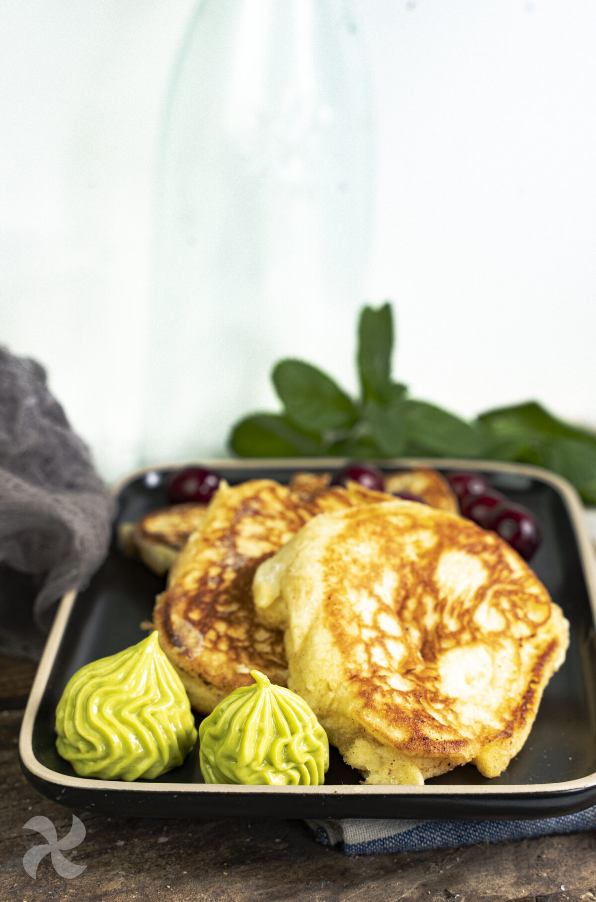 Tortitas con crema de pistacho