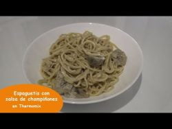 Espaguetis con salsa de champiñoes en thermomix