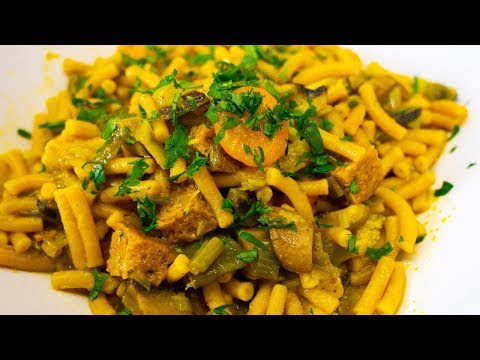 Guiso de pasta al curry – Receta macrobiótica