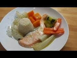 SALMÓN🐠con VERDURITAS 🥕🧅🥬 y arroz 🍚al vapor!! En Monsieur cuisine y Thermomix