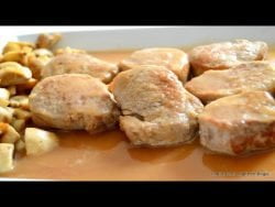 Solomillo de Cerdo en Salsa con Champiñones. Receta Fácil y Rápida.