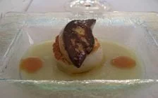 Vieiras con crema de puerros