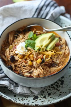 Sopa de enchilada de pollo (olla de barro y olla instantánea)