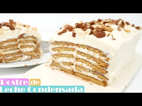 POSTRE de LECHE CONDENSADA🍰🥛🍰 (SIN HORNO pastel fácil con GALLETAS)🍰🥛🍰 Receta # 547