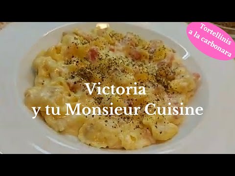 Tortellinis a la carbonara con queso Gorgonzola rápidos y deliciosos en Monsieur Cuisine y Thermomix