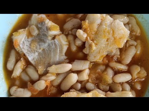 Alubias blancas con bacalao, fácil y rico con Thermomix