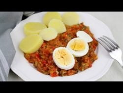 🥚🥔🍅PISTO con HUEVO duro y PATATA en Thermomix🍅🥔🥚 | Receta sana con Thermomix