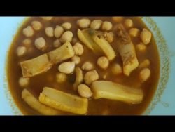 Garbanzos con calamares, fácil y rico con Thermomix