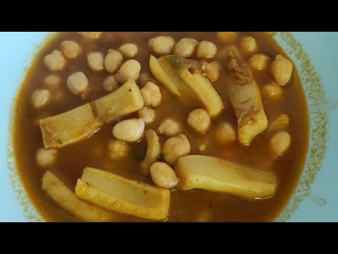 Garbanzos con calamares, fácil y rico con Thermomix