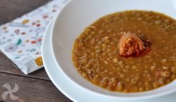 Lentejas con calabaza y chorizo