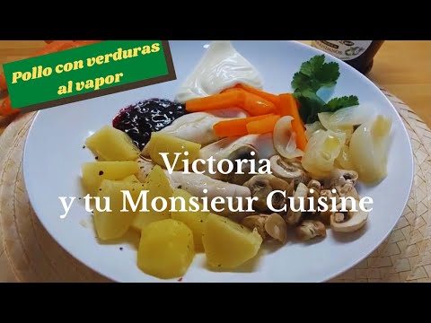 POLLO bien JUGOSO con VERDURITAS al VAPOR 🥕🍆 en Monsieur Cuisine y Thermomix