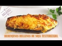 Receta fácil con subtítulos Berenjenas rellenas de soja texturizada 🍆 con thermomix 💚 Cookidoo