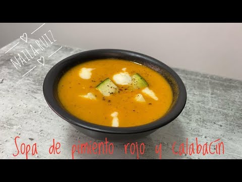 Receta fácil 🥣 sopa de pimiento rojo y calabacín thermomix 💚 Cookidoo receta con sustítulos