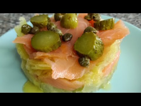 Timbal de salmón con la salsa holandesa, fácil y rico con Thermomix