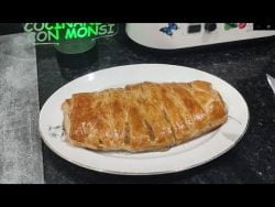 trenza de hojaldre rellena de carne monsieur cuisine y thermomix