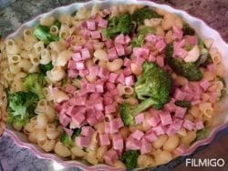 Gratinado de pasta, jamón y brócoli con Thermomix