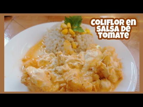 Haz esta #receta Coliflor en salsa de tomate. Queda super Rica