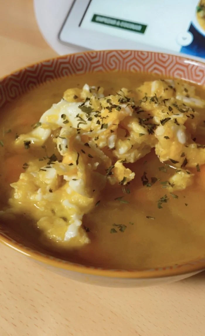 Sopa de verduras con huevos revueltos TM6/TM5/TM31