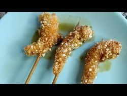 Brochetas de gambas con kikos,San Valentín, fácil y rico con Thermomix