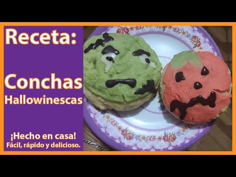 Conchas hallowinescas | #Receta #Conchas #Pan #Recipe #DíaDeMuertos #Halloween #Bread