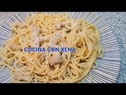 Espaguetis carbonara ( Sin nata ), con Thermomix