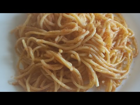 Espaguetis con risotto de atún, fácil y rico con Thermomix