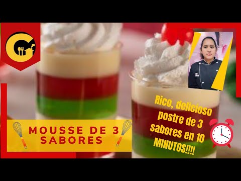 MOUSSE de 3 SABORES #receta como se hace fácil ,rápida y sencilla | POSTRE de 3 SABORES