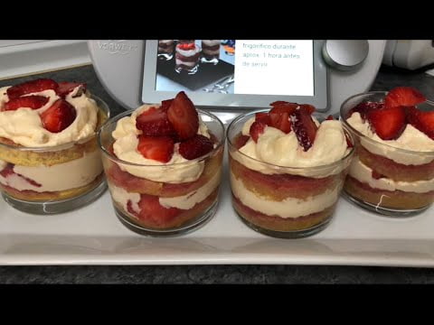Tiramisú de fresas con thermomix/Realizado por Justa Molina #JustaMolina #Postres