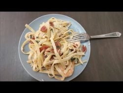 fettuccine con camarones #receta #food #video