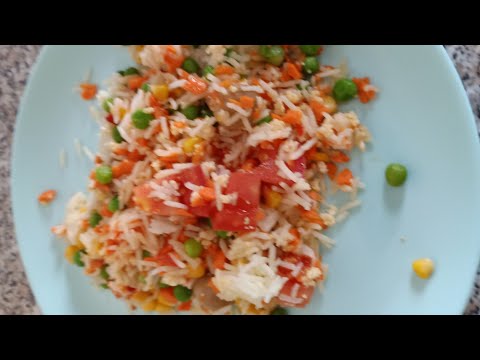 Ensalada de arroz, guisantes y champiñones, fácil y rico con Thermomix