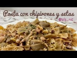 Receta fácil Pasta con chipirones y setas con thermomix 💚 cookidoo receta con subtítulos