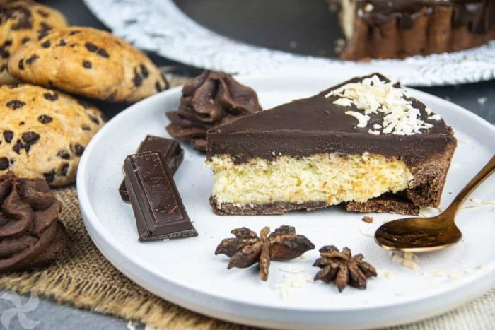 Tarta de coco y chocolate