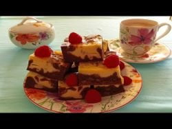 Brownie-Cheesecake #facil #reposteria #receta #cocina #dulce #brownie #cheesecake #queso #chocolate