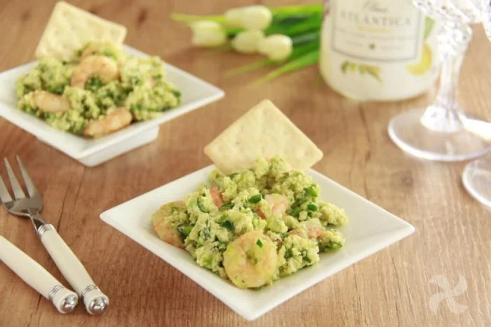Revuelto de calabacín y gambas