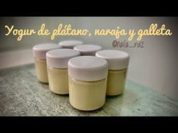 Receta fácil yogur de plátano, naranja y galleta con thermomix 💚 para todos los públicos