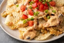Dip de pollo con nachos y olla de barro