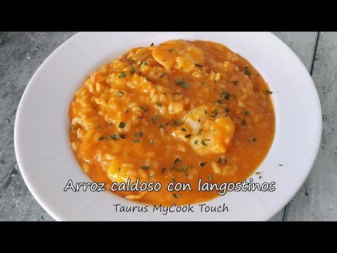 Arroz caldoso con langostinos 🦐 en Taurus Mycook Touch (con fumet casero)