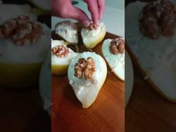 🍐Peras asadas con gorgonzola, nuez y miel 🍯 #receta #recetas #pera #recetasana #queso #gorgonzola