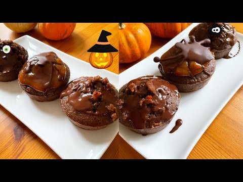 Halloween 🎃 muffins en 2 minutos #receta #calabaza #chocolate #halloween2022