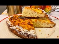 Para la hora del café😋cake de manzana con crema pastelera #receta #cakes #pastel