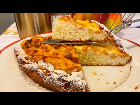 Para la hora del café😋cake de manzana con crema pastelera #receta #cakes #pastel