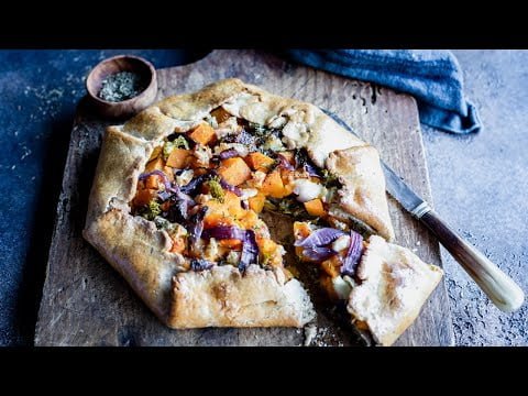 Tarte butternut, chèvre et oignons rouges au Thermomix