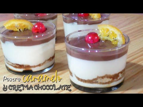 Mousse de caramelo y crema de chocolate con y sin Thermomix