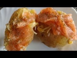 Patatas rellenas de salmón y queso, fácil y rico con Thermomix